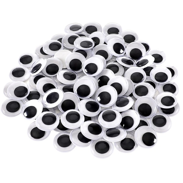 100 stycken Wiggle Eyes Självhäftande Stora Svarta Vita Ögon För Gör-det-själv-dekoration (20 mm) 20MM