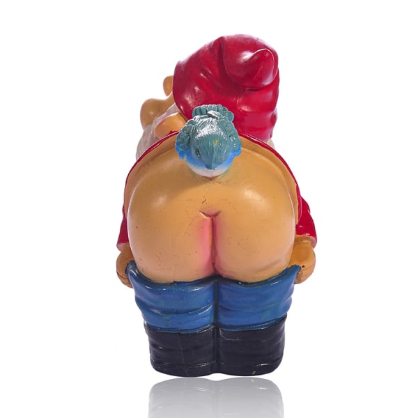 Loonie Moonie Naken Rumpe Hage Nisse Statue, Medium 11cm, Resin, Sett med 2 Full Palette