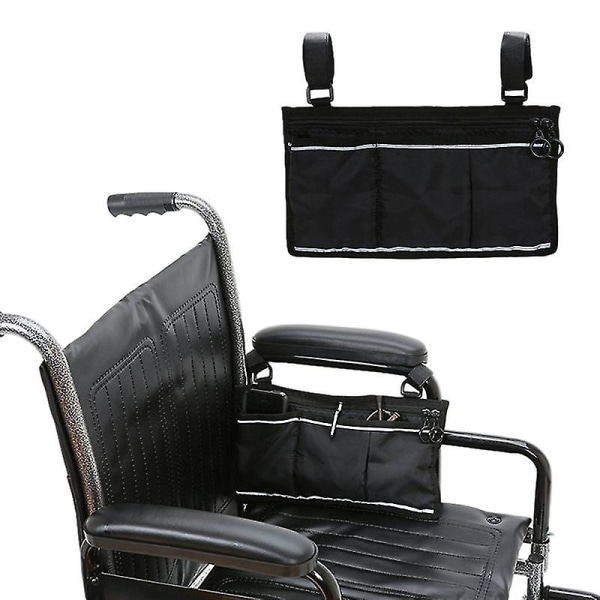 Wheelchair Side Bag With Accessory For Your Mobile Devices Black