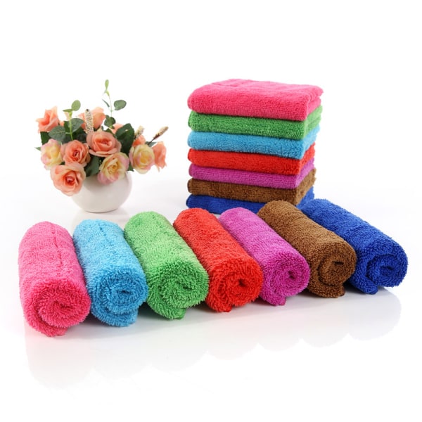(25 x 30 cm, Rosa färg） Hängande handdukar Korall mikrofiber fleece handdukar för kök