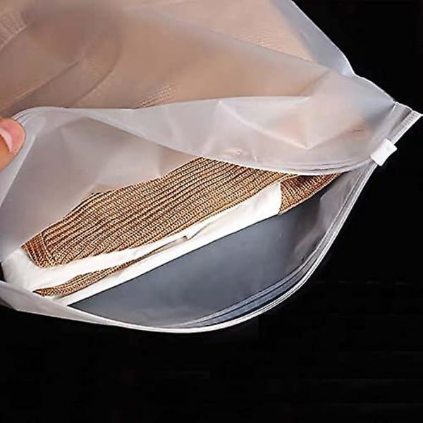100 stk. Opbevaringspladsbesparende Tøjposer Frosted Plastic Zip-lock Beklædningsposer Rejseforsegling Opbevaringsposer 20x30cm