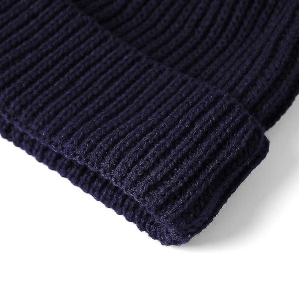Vinter Beanie Varme Manchet Hueknitted Cap Vinter Hat Sort Cyan