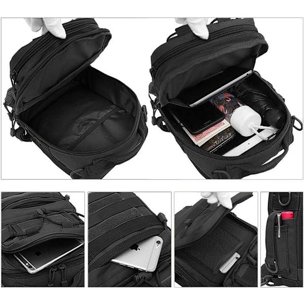 Taktisk Sling Väska Molle Dagryggsäck Mini Ryggsäck Överfallsryggsäck för Camping Vandring Trekking，Svart