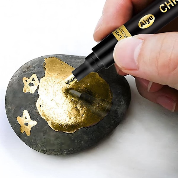 3 st Spegelmarkörer Flytande Spegelkrommarkör DIY Konst Reflekterande Glansig Spegelmarkör För Alla Ytor Gold
