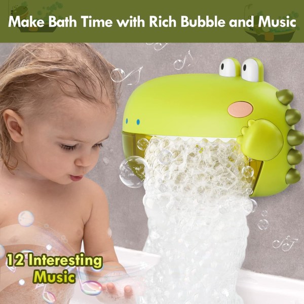 Barns bad bubbel maskin badkar leksak dinosaurie 12 sång bubbel maskin pojkar och flickor bad vägg leksak grön