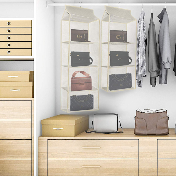 Hängande handväska väska arrangör för garderob, väska väska förvaring hållare för garderob nära 4 Layers