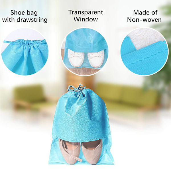 12 stk. reisesko-oppbevaringspose i non-woven stoff Blue
