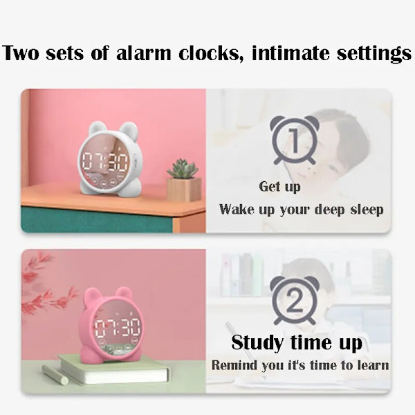 Söt Barn Bluetooth Högtalare Väckarklocka Barn Sov Sängbord Väckarklocka Sovrum Barn Elektronisk Klocka Snooze Väckarklocka
