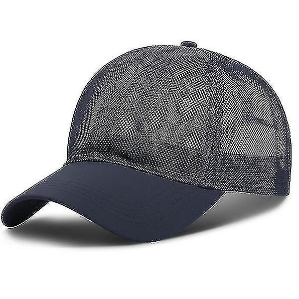 Unisex Mesh Baseball Caps Justerbar Åndbar Fuld Net Sol Hat Navy Blue