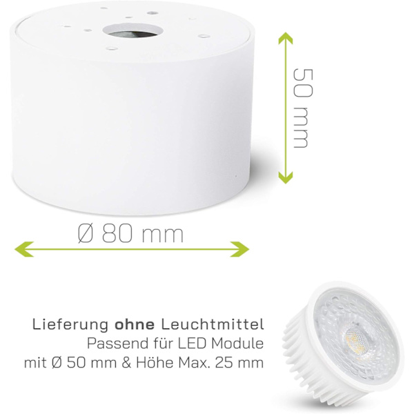 Ekstra fladt indbygget spotlight - Orienterbar, mat hvid