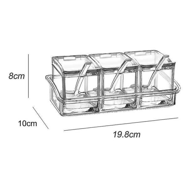 Läpinäkyvä mausteteline maustepurkit - 3 osainen maustelaatikko - Säilytysastia maustepurkit Wi