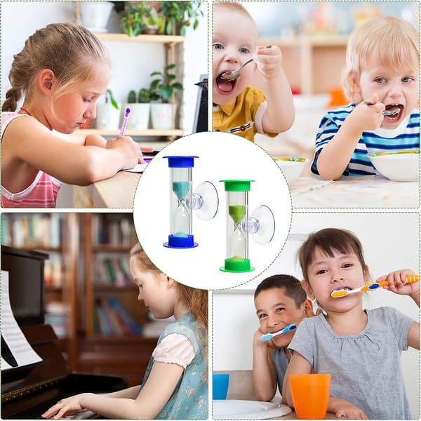 Sand Timer For Kids, 2 Pieces Timers With Suction Cup, 3 Minutes Teeth Brushing Time Display, Kitchen Timer Egg Timers For Kids Teeth Brushing School,