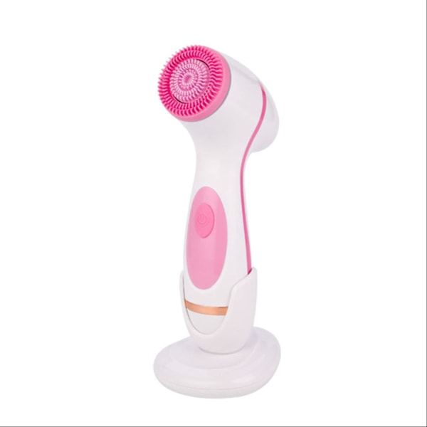 Ansiktsmassageapparat 3 I 1 Elektrisk Ansiktsrengöringsborste Silikon Roterande Ansiktsrengöringsverktyg Pink