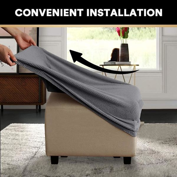 Stretch fotskammel trekk, krakkbeskyttertrekk med elastisk bunn, støvtett, avtagbart, vaskbart fotskammeltrekk, ottomansk trekk Dark Gray