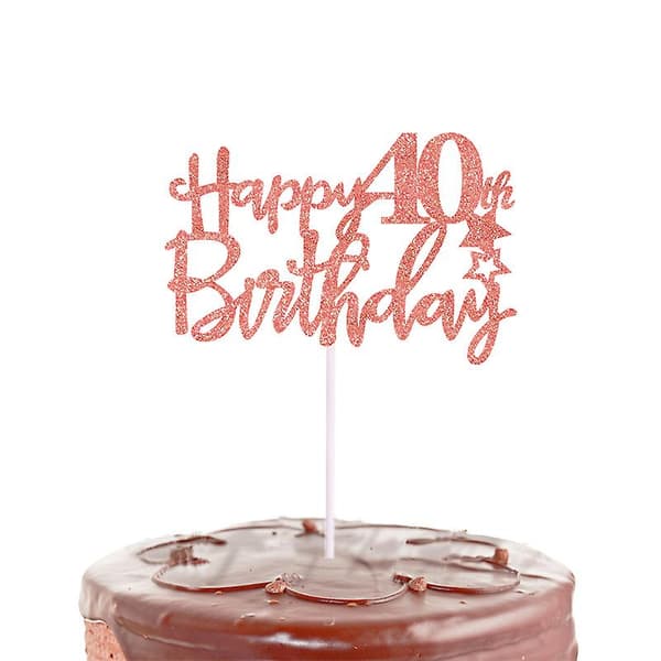 5 stk. Happy Birthday kakepynt i roségull, bursdagspynt kakepynt, bursdagskakepynt 40th