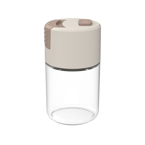 Mätande kryddflaska, doserande kryddflaska, köksredskapstillbehör, saltpepparkumminpulverglasburk Beige