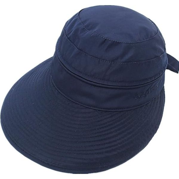 Dölj Blå - Dam Solhatt Justerbar Solhatt Fällbar Visir Bred Brätte Solskydd Andningsbar Sommarkeps UPF 50+ Anti-UV för Resa Semester Simning
