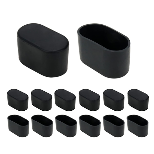 20 stk. sorte møbelfødder cover bord stol ben pad gulvbeskytter, oval, gummi og PVC 25x50mm