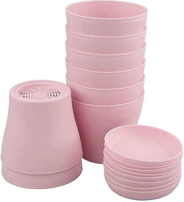8 st 4\" Rosa Små Krukor Plast Blomkrukor Inomhus Krukor För Kontor