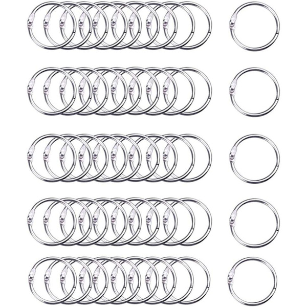 Bogringe Metalringe 50stk 50mm Bogbinderinge til notesbog Dagbog Fotoalbum DIY Planlægger