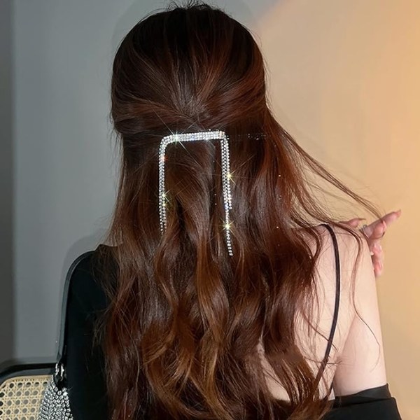 Tofs Hårnål för Kvinnor, Hårnål Spänne Stil Hårnål Flickor Silver Kristall Elegant Hårnål Damer Frisör Flickor Utsökt Mitten Hår Bröllop Bal Bi