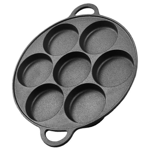 7 Hullers Æggepandekage Bøf Pande Støbejern Non-Stick Køkken Madlavning Skinkepande Morgenmadsmaskine Kogegrej Omelet Pandekage