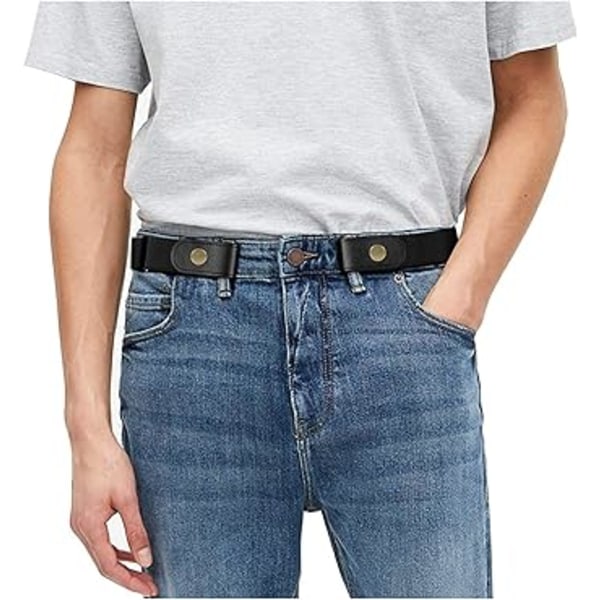 Bälte utan spänne för män, osynligt stretchbälte utan spänne för jeans och byxor, 3,5 cm brett