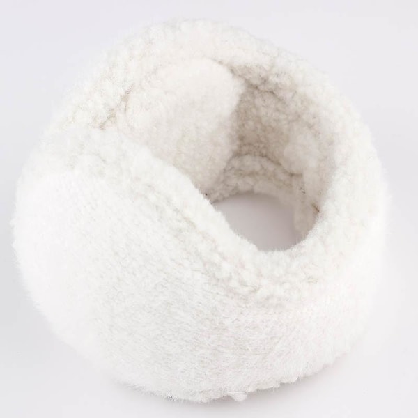 Unisex Varma Stickade Öronmuffar Dam Vinter Enfärgad Utomhus Päls Öronvärmare, Vikbar White