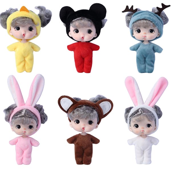 6 st dockpyjamas dagbok 11 cm mini docka mjuk docka