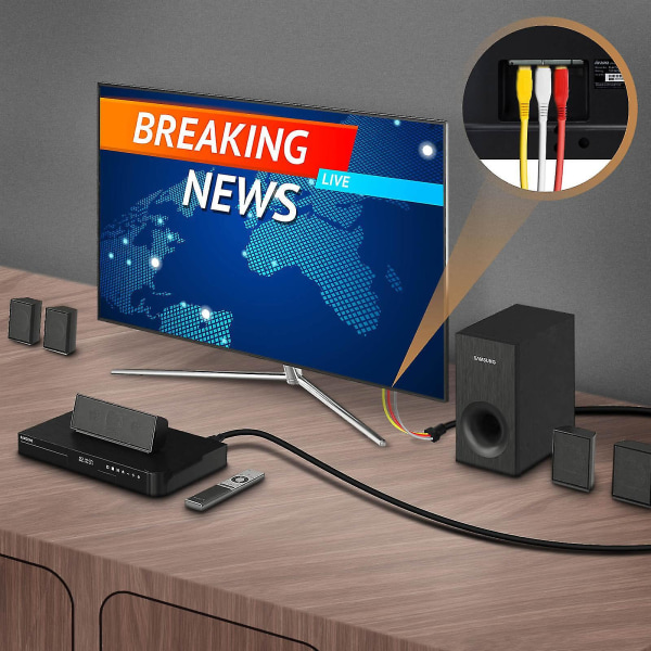 Hdmi til 3x Rca hann-video og lydadapterkabel 1,5 m