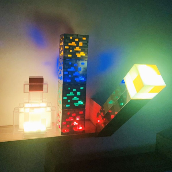 Minecraft kring gruvarbetarens lampa färgskiftande flaska ficklampa leksak modell present nattlampa