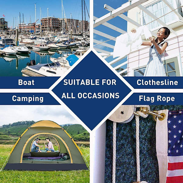 30 stk. Nylon Poly Reb Snor Flagstang Polypropylen Tøj Line Camping Utility God Til Binde Træk Sving Klatre Knude 3mm