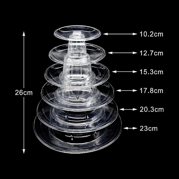 Macaron kake display stativ 6-lags rund plast kake tårn stativ, bursdag bryllup konditori stativ