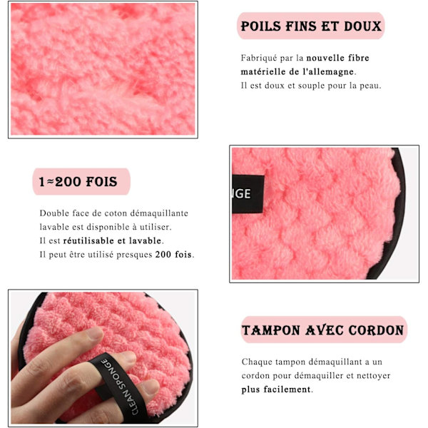 3 stk. Makeup Remover Pads Vaskbare Bomuldssvamp Servietter Genanvendelige Makeup Fjernelse Ansigtsrensning Servietter Klud Hudpleje Makeup Pads Makeup Remover Microf