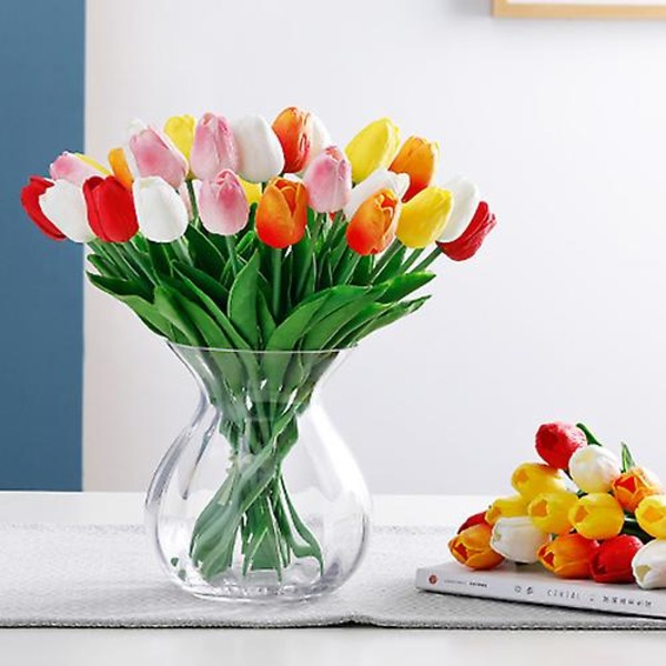 10stk/20stk Kunstige Blomster Falske Blomster Tulipan Latex Material Ekte Berøring For Bryllupsrom Hjem Hotellfestdekorasjon Og Diy-dekor 20 20pcs
