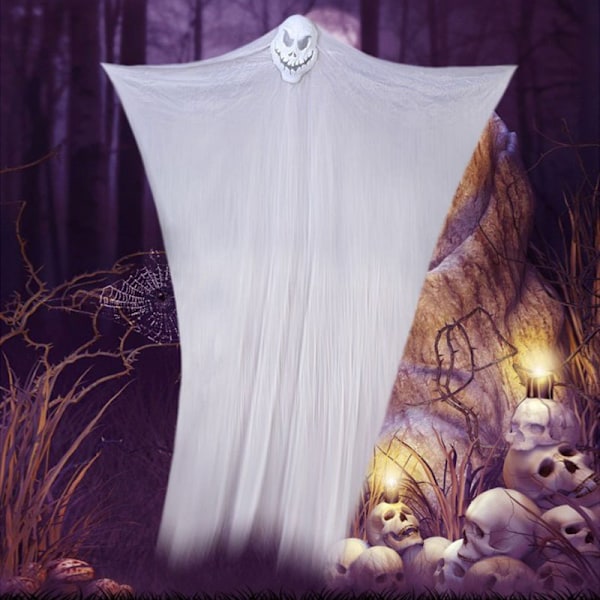 Halloween hanging ghost skull pendant horror ghost 3 meters gauze hanging ghost (white)