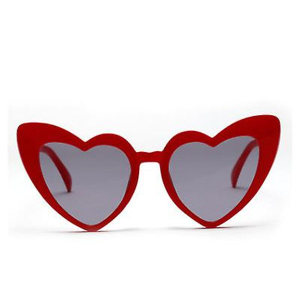 Retro hjerteformede solbriller Dame Oversized Uv400 Red