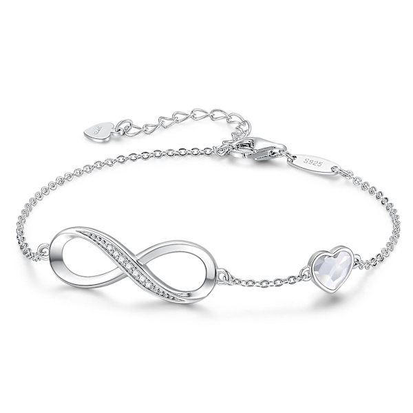Hjärtformad symbolberlockarmband för kvinnor, justerbart 925 sterlingsilver Style E
