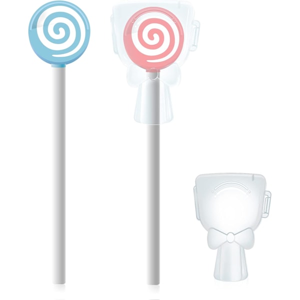 Set of 2 Lollipop Shaped Tongue Scraper Brushes for Kids Pink/Sky Blue