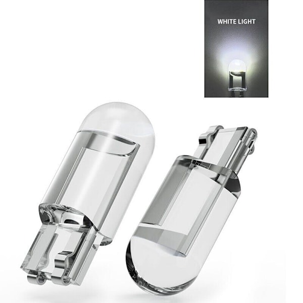 10x T10 W5W 194 168 501 LED Interiørpære Skiltlys Sidelampe Hvit