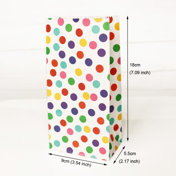 50 regnbue papirposer, 7-farget twill regnbue gaveposer, fargerike prikkede emballasjeposer, gaveposer