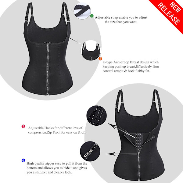 Kvindernes Underbust Korset Talje Træner Body Shaper Vest Med Justerbare Stropper S