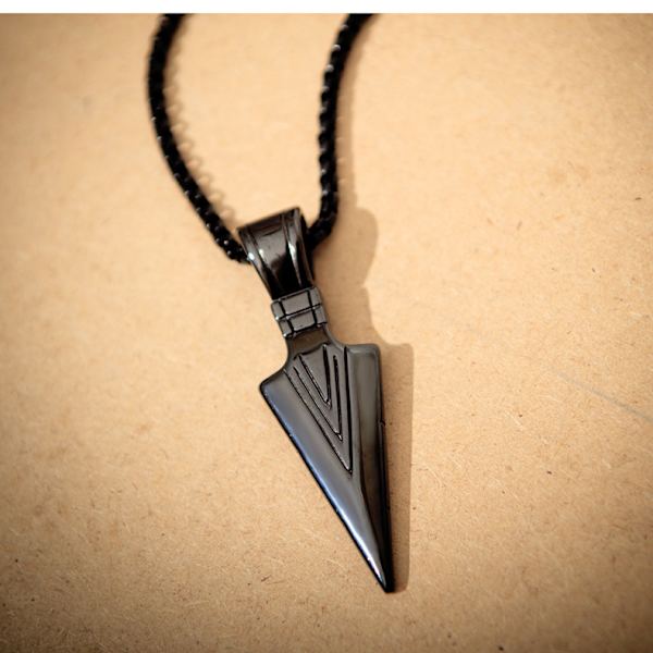 Kreativ personlig spjutspets hänge street fashion hip-hop stil titanstål halsband herr svart