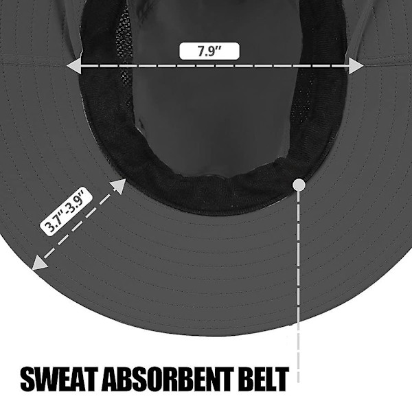 Unisex bredbrättad hatt, Upf 50+ vattentätt solskydd, sommar UV-skydd Boonie hatt Dark Grey