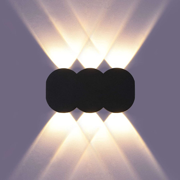 Moderne 6W LED indendørs væglampe, rektangulær op-ned spot væglampe, aluminium væglampe 3000K varmt hvidt lys, sort