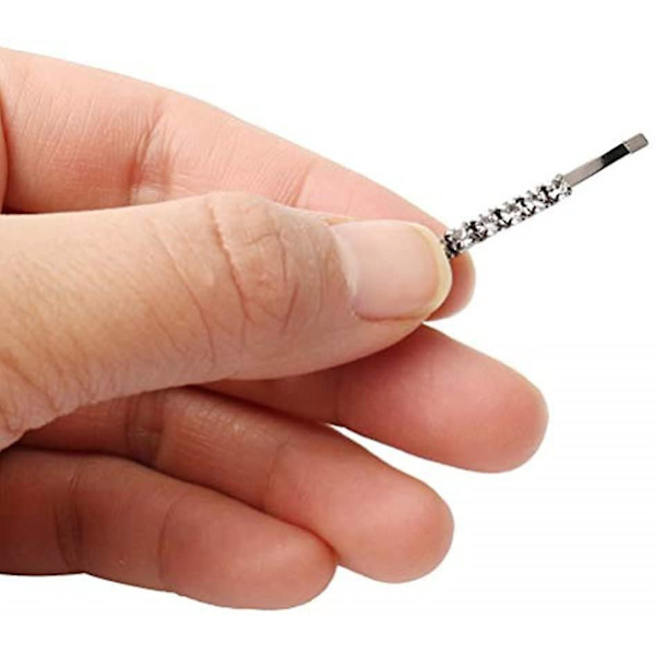 12 stk. hårnåle med rhinsten, sølvfarvede metalclips, hårdekorationer med krystaller
