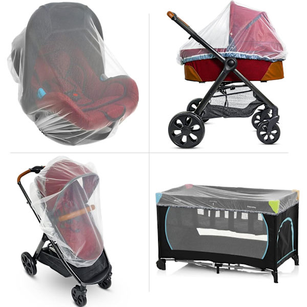 Baby Myggnät för Barnvagnar, Bärselar och Moseskorgar - Elastisk Dragsko för Snug Fit Skydd - Skyddande Tak för Småbarn Tillverkad av