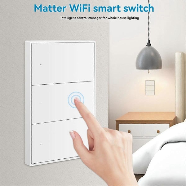 Matter WiFi Smart Bryter Vegglysbryter Smart Kontroll 1 2 3 4 6 Grupper Knapp for APP 4 Veis