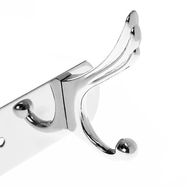 Väggmonterad rostfri krok hänge rack 6 krokar för handduk hatt kläder kappa (silver)