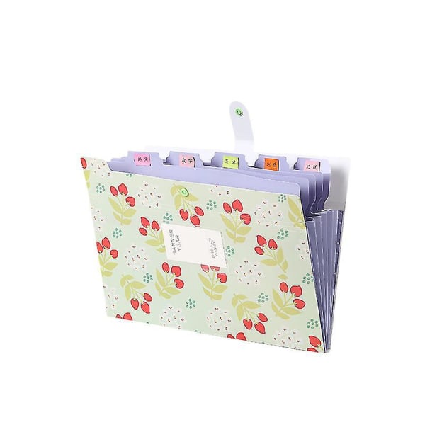 Blommig 6-rutnät Organ Bag Folder Filväska Data Infoga Förvaring Kontor Papper Test